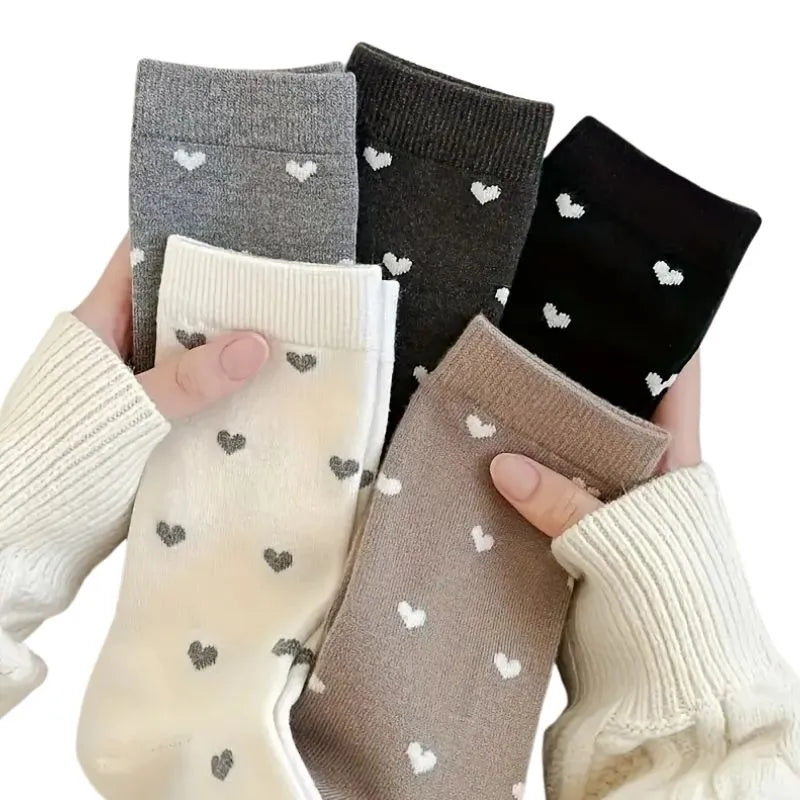 SweetHeart – Lot de 5 Paires de Chaussettes Courtes avec Imprimé Cœur