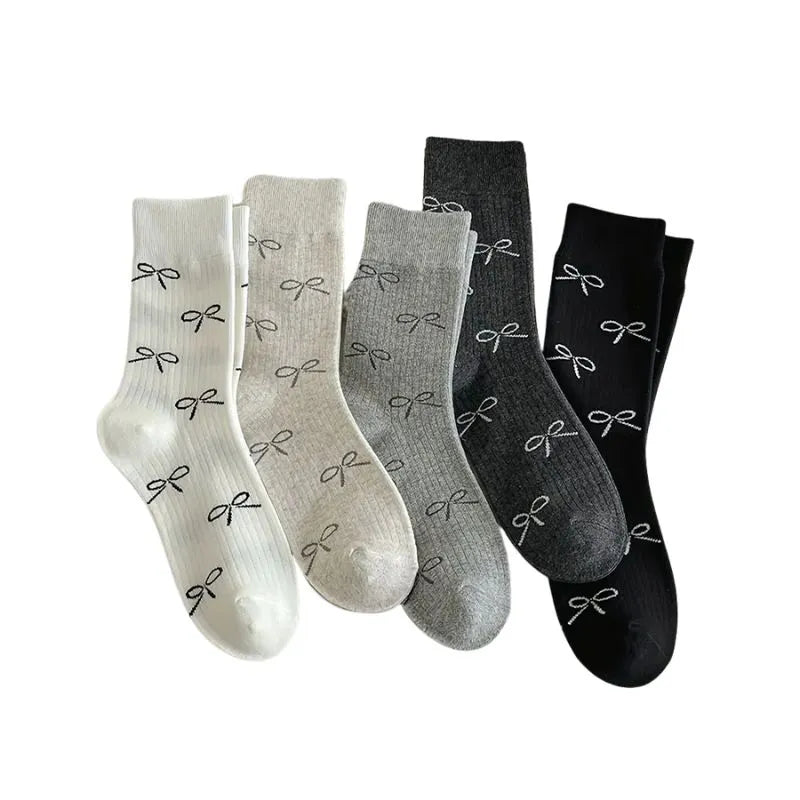 ElegantBow – Lot de 5 Paires de Chaussettes Mi-Mollet pour Femme