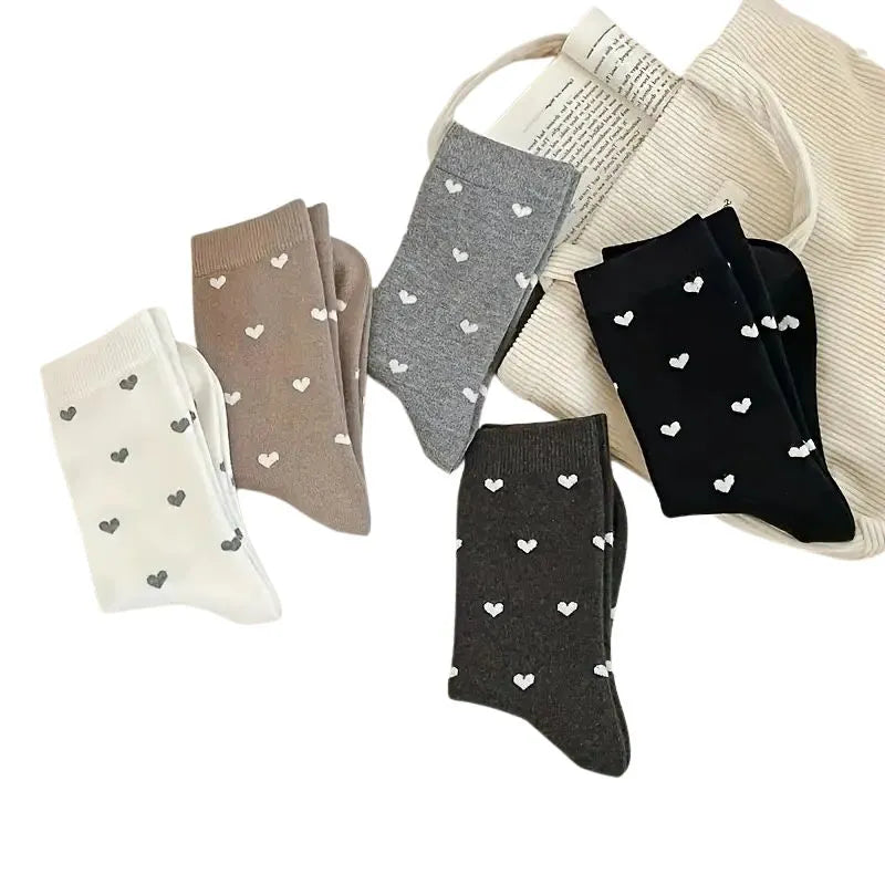 SweetHeart – Lot de 5 Paires de Chaussettes Courtes avec Imprimé Cœur