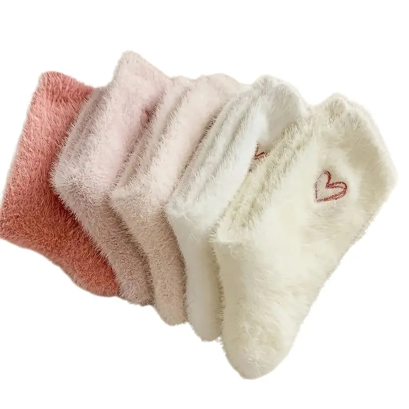 CozyHeart – Lot de 5 Paires de Chaussettes Douces avec Broderie Cœur