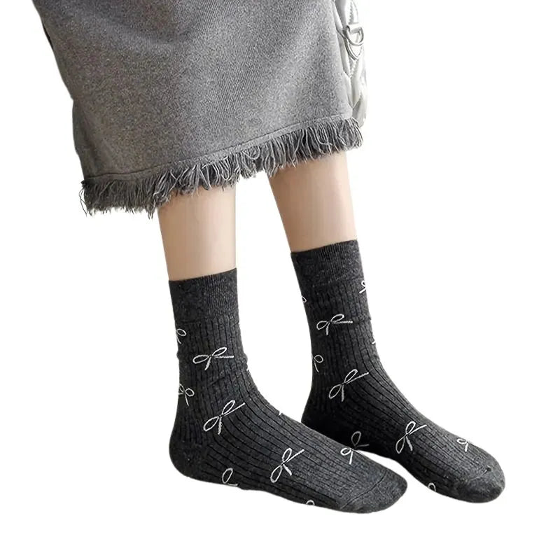 ElegantBow – Lot de 5 Paires de Chaussettes Mi-Mollet pour Femme